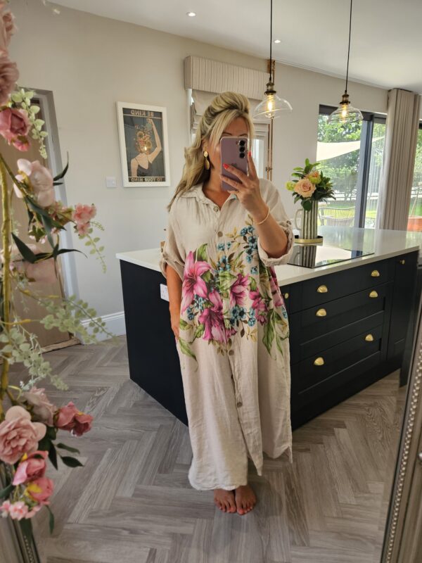 Ellie floral dress ecru