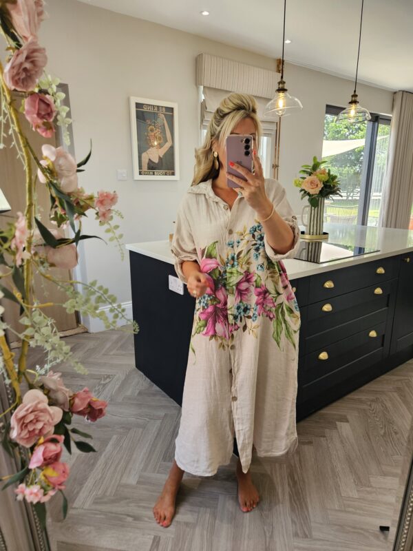 Ellie floral dress ecru