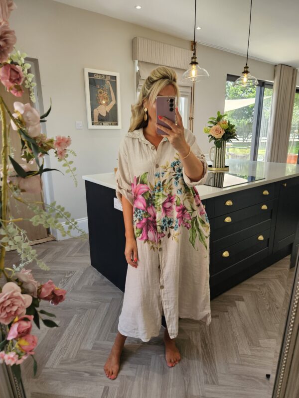 Ellie floral dress ecru