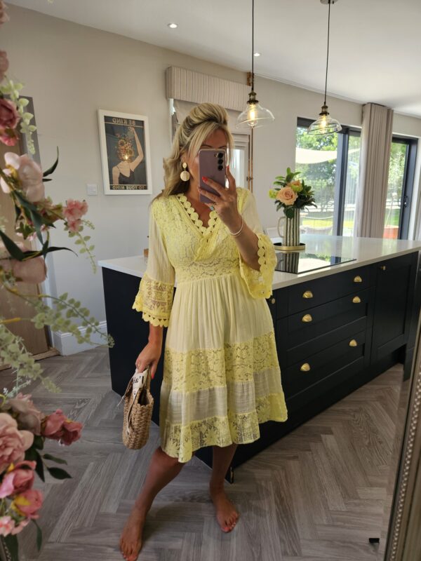 Yellow lace dress