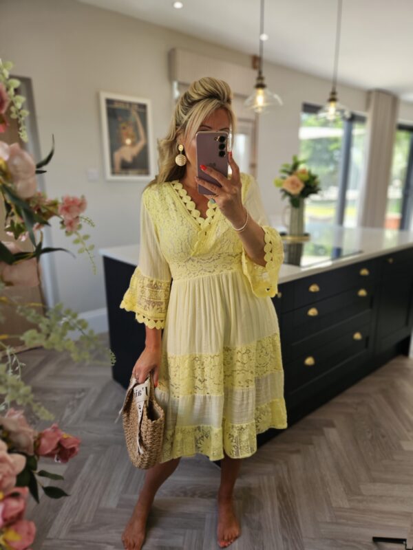 Yellow lace dress