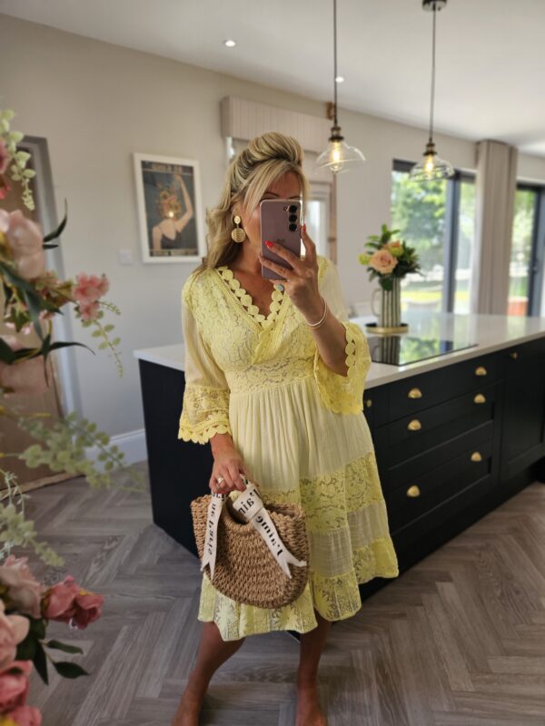 Yellow lace dress