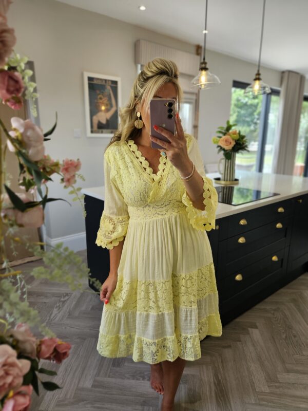 Yellow lace dress