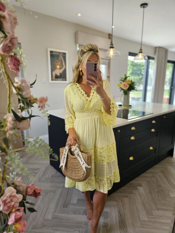 Yellow lace dress