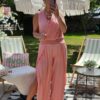 coral jumpsuit
