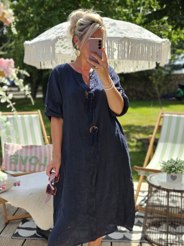 Mirelle linen dress navy