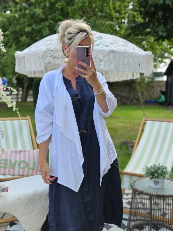white waterfall cardigan