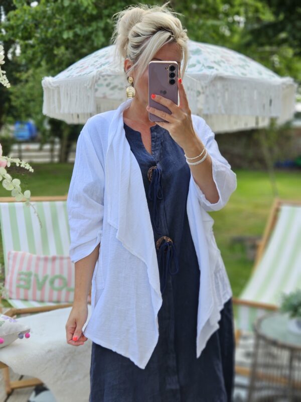 white waterfall cardigan