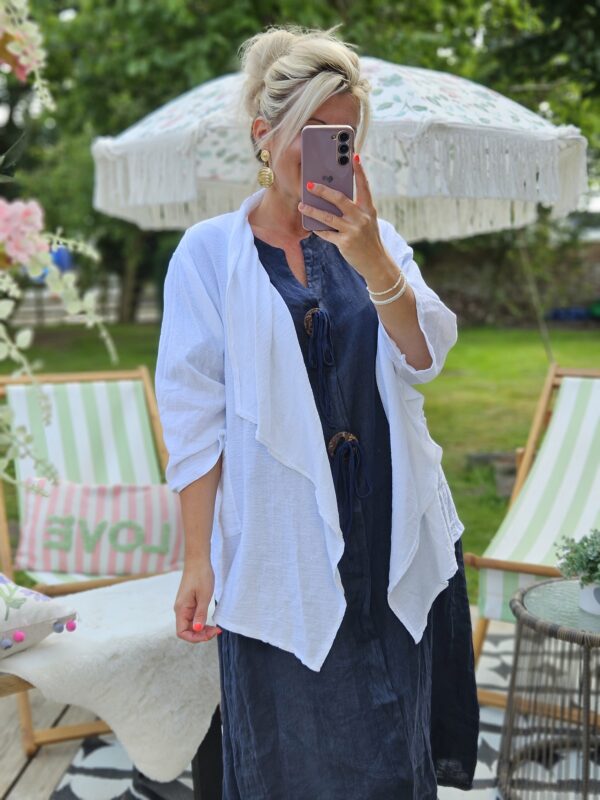 white waterfall cardigan