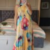 pleated maxi dress