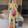 pleated maxi dress