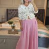 pink wide leg trousers