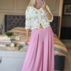 pink wide leg trousers
