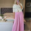 pink wide leg trousers