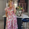 pink midi dress floral