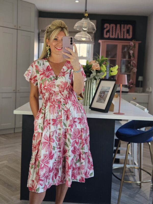 pink midi dress floral