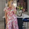 pink midi dress floral