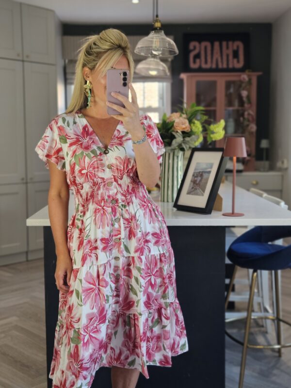 pink midi dress floral