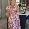 pink midi dress floral
