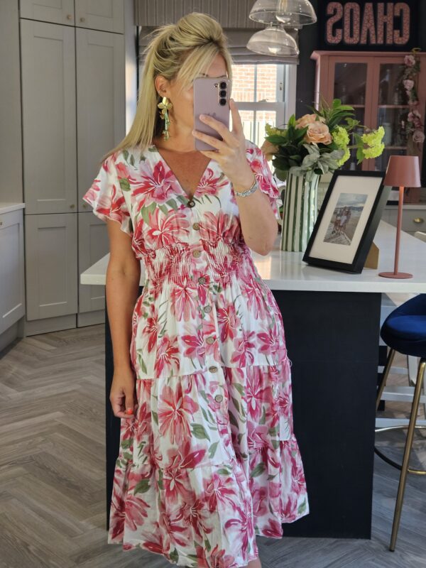 pink midi dress floral