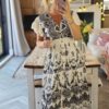 white and black midi dress
