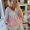 omre pink crochet cardigan