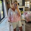 omre pink crochet cardigan