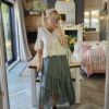 khaki tiered skirt
