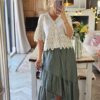 khaki tiered skirt