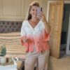 ombre coral crochet cardigan