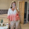 ombre coral crochet cardigan