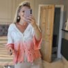 ombre coral crochet cardigan