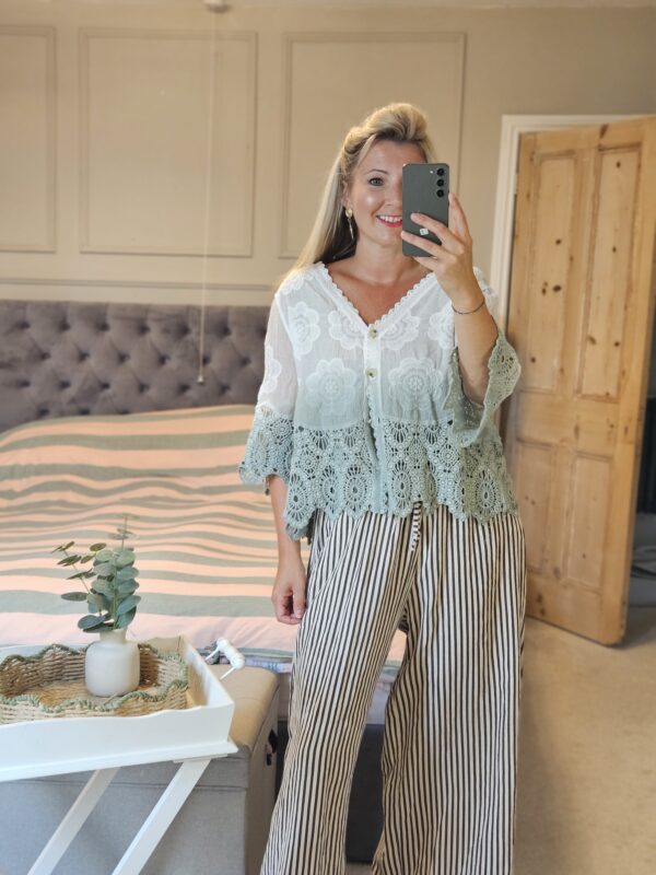 ombre crochet cardigan green