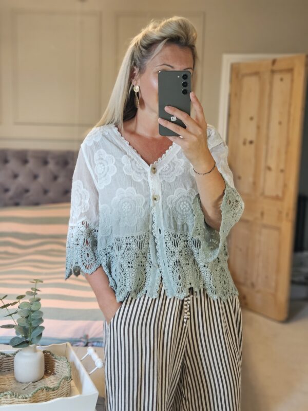 ombre crochet cardigan green