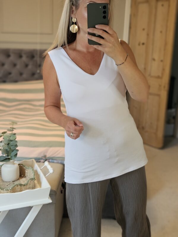 V neck white vest