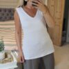 V neck white vest