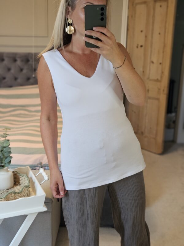 V neck white vest