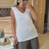 V neck white vest