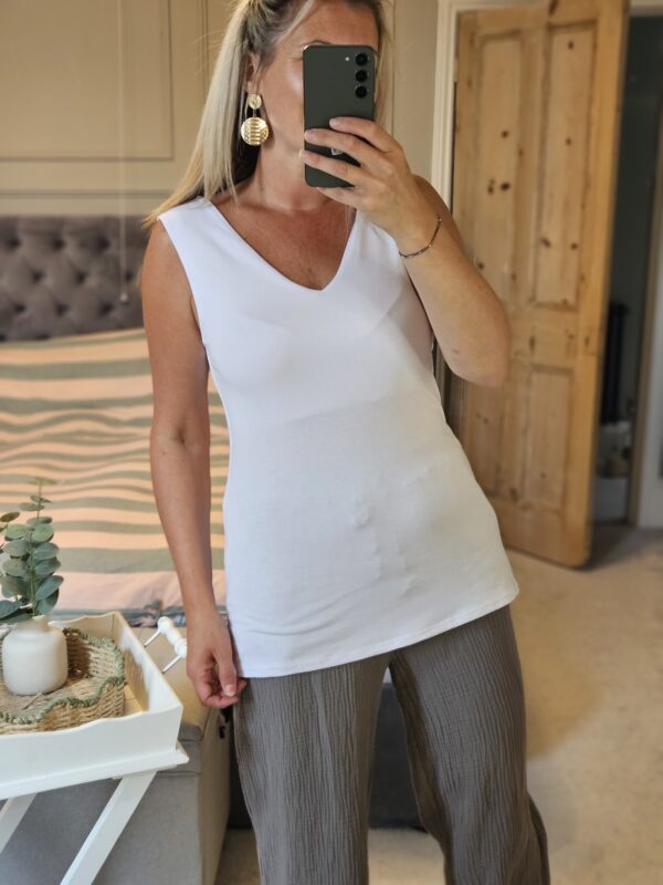 V neck white vest
