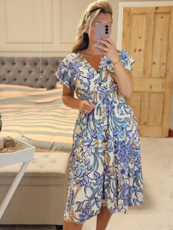 Midi dress mixed blues