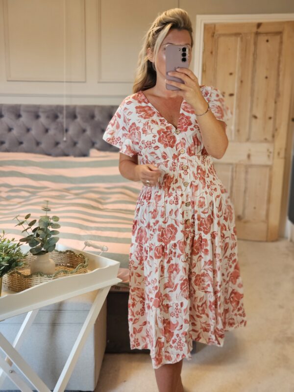 Midi dress white and pink