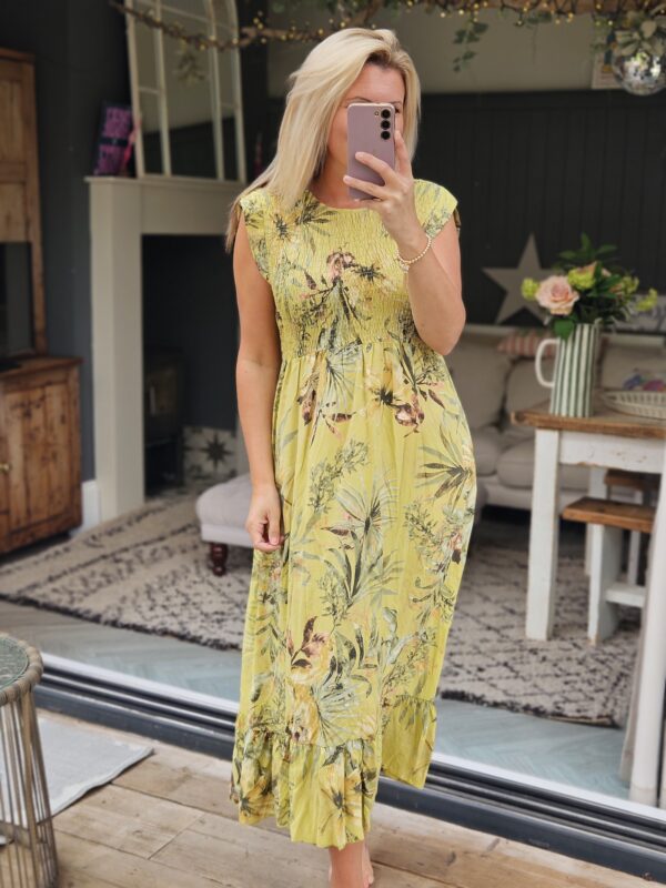 lime printed floral dress