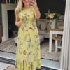 lime printed floral dress