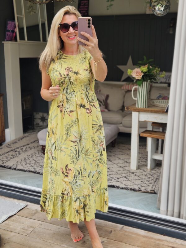 lime printed floral dress