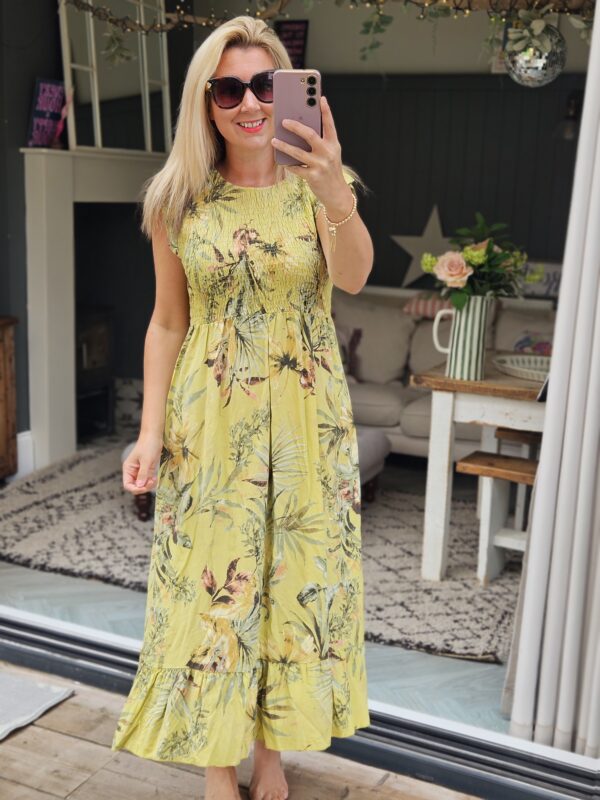 lime printed floral dress