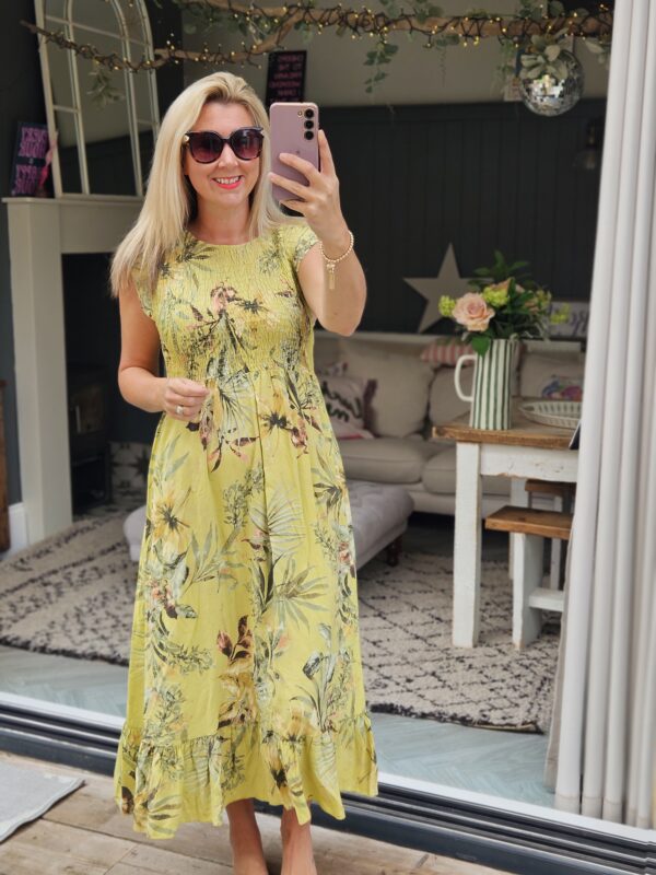 lime printed floral dress
