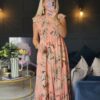 coral floral print dress