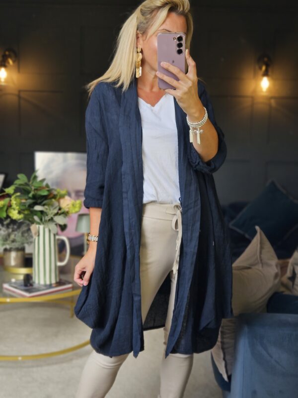 linen jacket navy