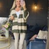 stripe cardigan khaki