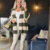 stripe cardigan khaki